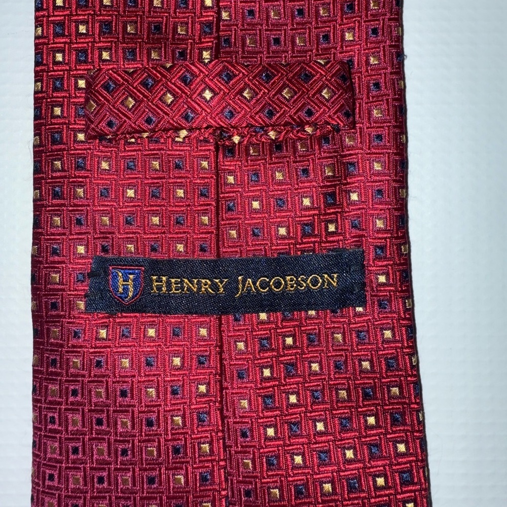 Henry Jacobson Red and Gold Geometric Men's Tie